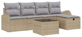 vidaXL Kerti Kanapé Szett párnával tárolóval 6 pcs Bézs Poli rattan