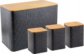 Kenyértartó 3 tároló, fekete