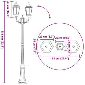Kertvilágító 2-Lámpás E27 Fehér 235 cm Alumínium