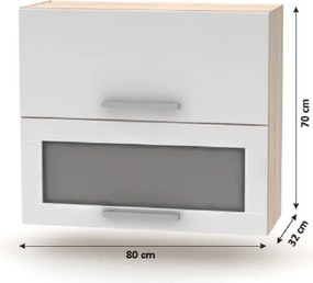 Billenő felsőszekrény üveggel 2DV, tölgy sonoma/fehér, NOVA PLUS NOPL-016-OH