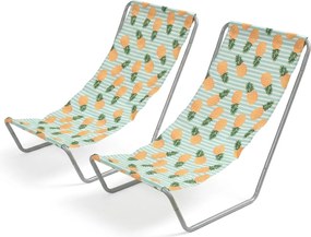 2 db összecsukható strandnyugágy szett SAND PINEAPPLE, színes