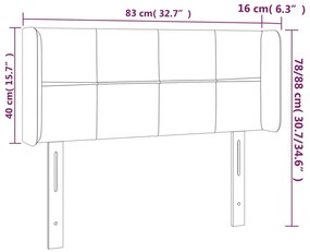 rózsaszín bársony fejtámla 83x16x78/88 cm