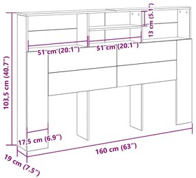 Fejhajtó szekrény Musta tammi 160 x 19 x 103.5 cm Műanyag Fa