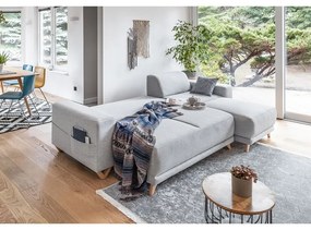 Világosszürke kinyitható-tárolóhelyes sarokkanapé Classy Sophie – Miuform