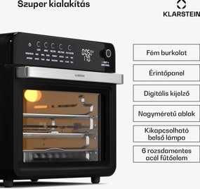 Klarstein Air Glaze Digital forrólevegős fritőz, 2100 W, 16 program, alkalmazás, 34 liter, tartozékkészlettel együtt