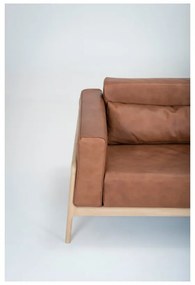 Fawn konyakbarna kanapé bivalybőrből, tömör tölgyfa szerkezettel, 240 cm - Gazzda