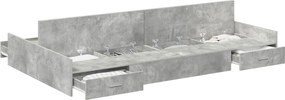 vidaXL Ágykeret tárolóval fiókkal Beton Szürke 120 x 200 cm Faanyag