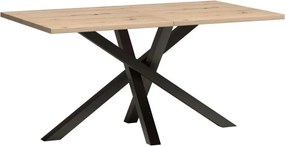Kihúzható ebédlőasztal, artisan tölgy/fekete, 160-260x90x75 cm, KOLI
