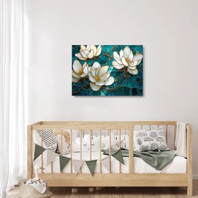 Üveg kép - Ólomüveg magnóliával (70x50 cm)