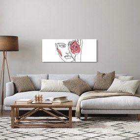 Kép - Line art arc rózsával (120x50 cm)