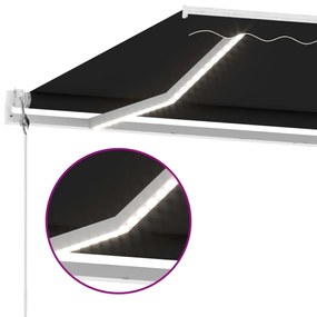 antracitszürke szélérzékelős és LED-es napellenző 450 x 300 cm