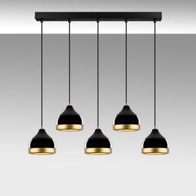 YILDO zsinóros csillár 5xE27/40W/230V, fekete/arany