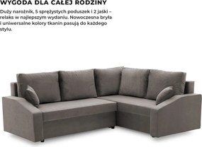 Grande Plus sarokkanapé, jobboldali, szövet anyag, szürke