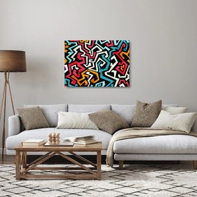 Grafikus absztrakciós kép (üvegen) (70x50 cm)
