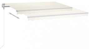 krémszínű kézzel kihúzható LED-es napellenző 400 x 300 cm