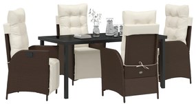5 részes kert étkező szett Barna poly rattan