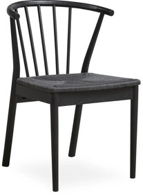 Norrland design szék, fekete fonott ülőlap, fekete tölgy láb