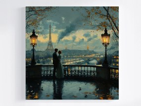 Canvas Vászonkép Párizs Eiffel-torony Pár Romantikus Este 40x40