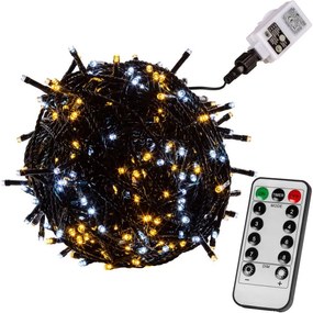 VOLTRONIC® Fényfüzér 200 LED Fehér mix sötét + vezérlő