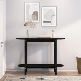 fekete tömör fenyőfa tálalóasztal 110x40x80 cm