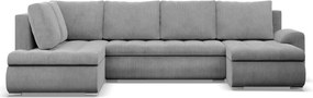 Tokio U sarokkanapé, 3 ágyneműtartóval, kordbársony, baloldali, szürke