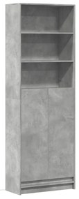 betonszürke szerelt fa magasszekrény LED-ekkel 69x32,5x200 cm