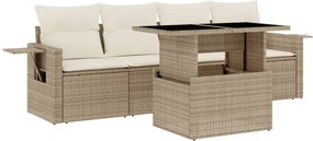 vidaXL 5 részes bézs polyrattan kerti ülőgarnitúra párnákkal