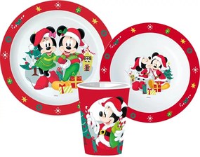 Disney Minnie és Mickey micro étkészlet szett pohárral karácsony