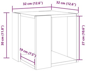 füstös tölgy színű szerelt fa dohányzóasztal 32 x 32 x 30 cm