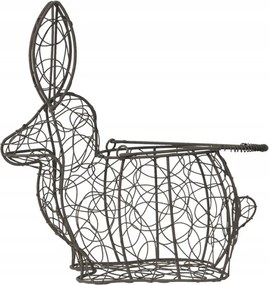 Barna nyuszi alakú dekoratív drótkosár 26x15x28 cm