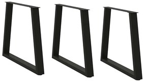 3 db V-alakú étkezőasztal láb fekete 80 x (72-73,3) cm acél étkezőasztal láb