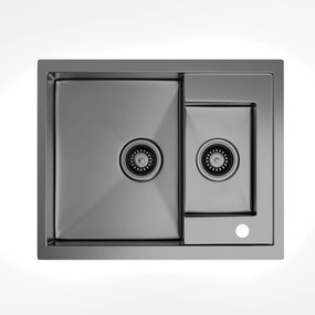 Klarstein TitanSteel konyhai mosogató, 61 x 50 cm, 2 mosogató, rozsdamentes acél, tűzálló