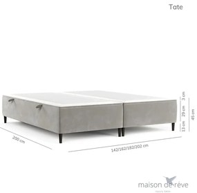 Krémszínű kárpitozott ágyneműtartós franciaágy 180x200 cm Tate – Maison de Rêve