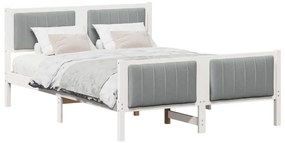 Ágykeret Fehér és világosszürke 140 x 200 cm Tömör fenyőfa