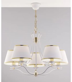 Jupiter 2084 - láncos csillár SAMBA 5xE27/15W/230V fehér/arany