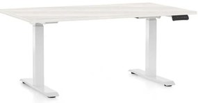 OfficeTech C állítható magasságú asztal, 120 x 80 cm, fehér alap, fehér kőris