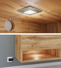 Függesztett TV szekrény Adenuk 140 MDF (fekete grafit + halcsont fekete) (LED RGB világítással). 1106323