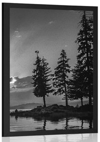 Poszter hegyi tó fekete fehérben