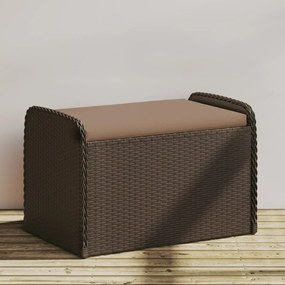 vidaXL barna polyrattan tárolópad párnával 80 x 51 x 52 cm