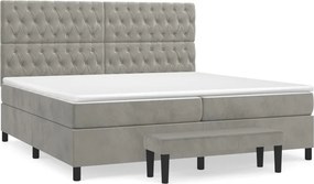 vidaXL világosszürke bársony rugós ágy matraccal 200x200 cm
