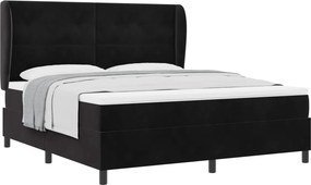 vidaXL Boxrugós ágy matracmal Fekete 200 x 180 cm Poliészter