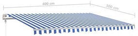 kék és fehér kézzel kihúzható LED-es napellenző 4x3 m