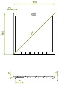 Laveo Halvo, gránit csepptálca 350x350x25 mm, bézs, LAV-OBA_401T