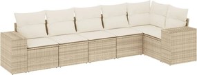 vidaXL 6 részes bézs polyrattan kerti ülőgarnitúra párnával