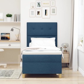 Boxspring Ágy Mattal és LED Kékkel 90x200 cm Szövet