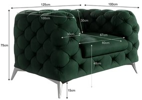 Sötétzöld bársony fotel Chelsea – Ropez