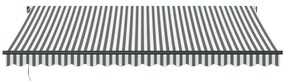 antracitszürke-fehér LED-es kézi napellenző 450 x 350 cm