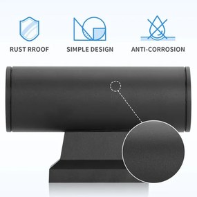 Aigostar - Kültéri fali lámpa 2xGU10/230V fekete IP65 kerek