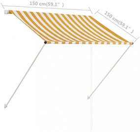 feltekerhető sárga és fehér napellenző 150 x 150 cm