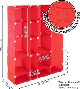 GARTHEN Fiókos állvány 161 x 127 cm  piros